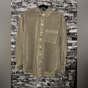 Aerie Olive Button Down Shirt